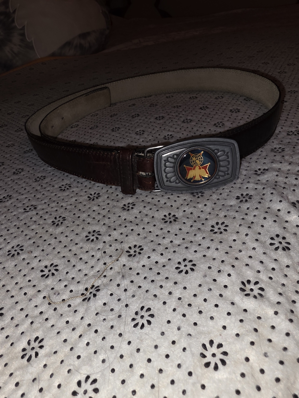 Vintage Knights of Columbus 4th Degree Belt & Pewter Buckle - 41” x 1.5”